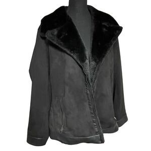 Torrid Black Faux Suede Fur Lined Moto Jacket